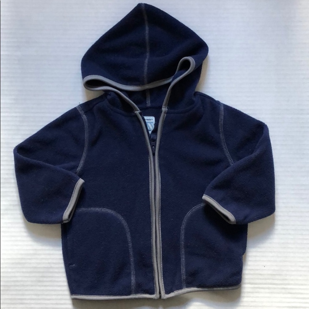 Navy Hooded Zip Up Fleece